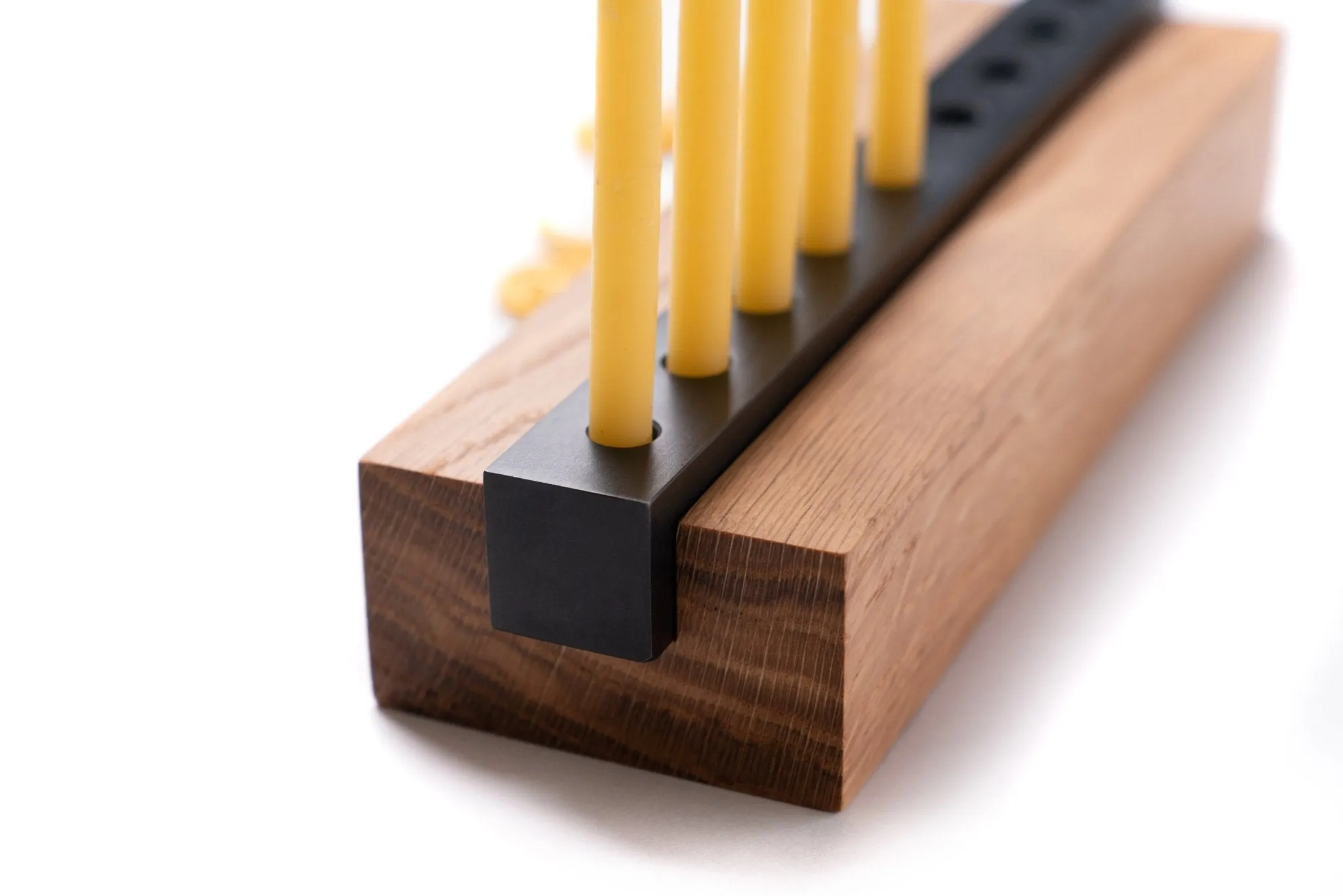 Modern Wood and Steel Menorah