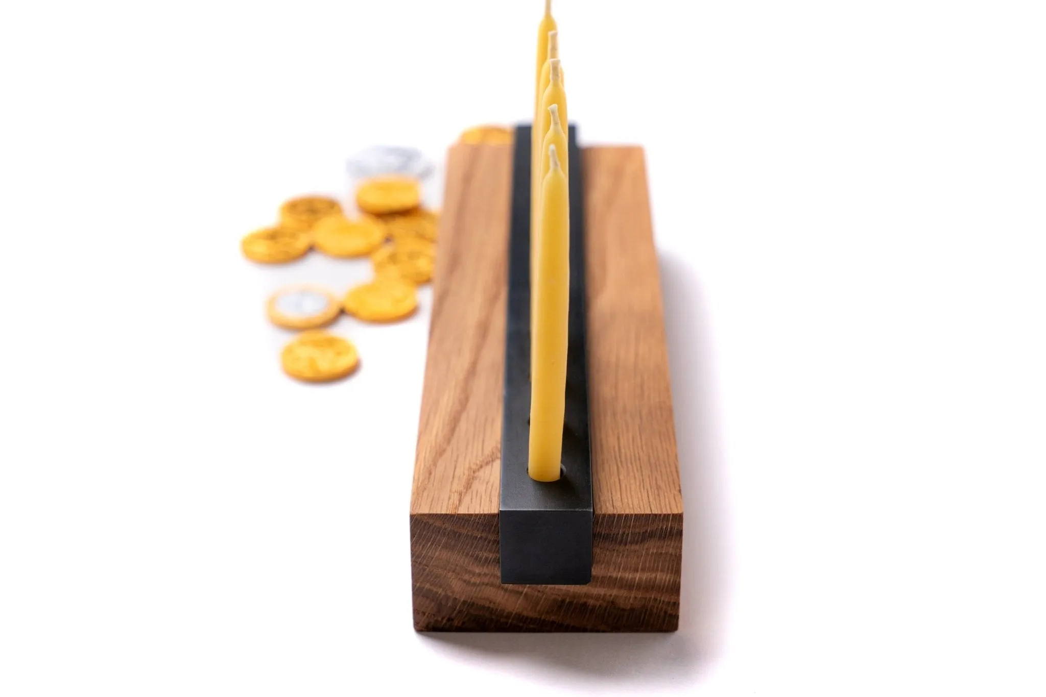 Modern Wood and Steel Menorah