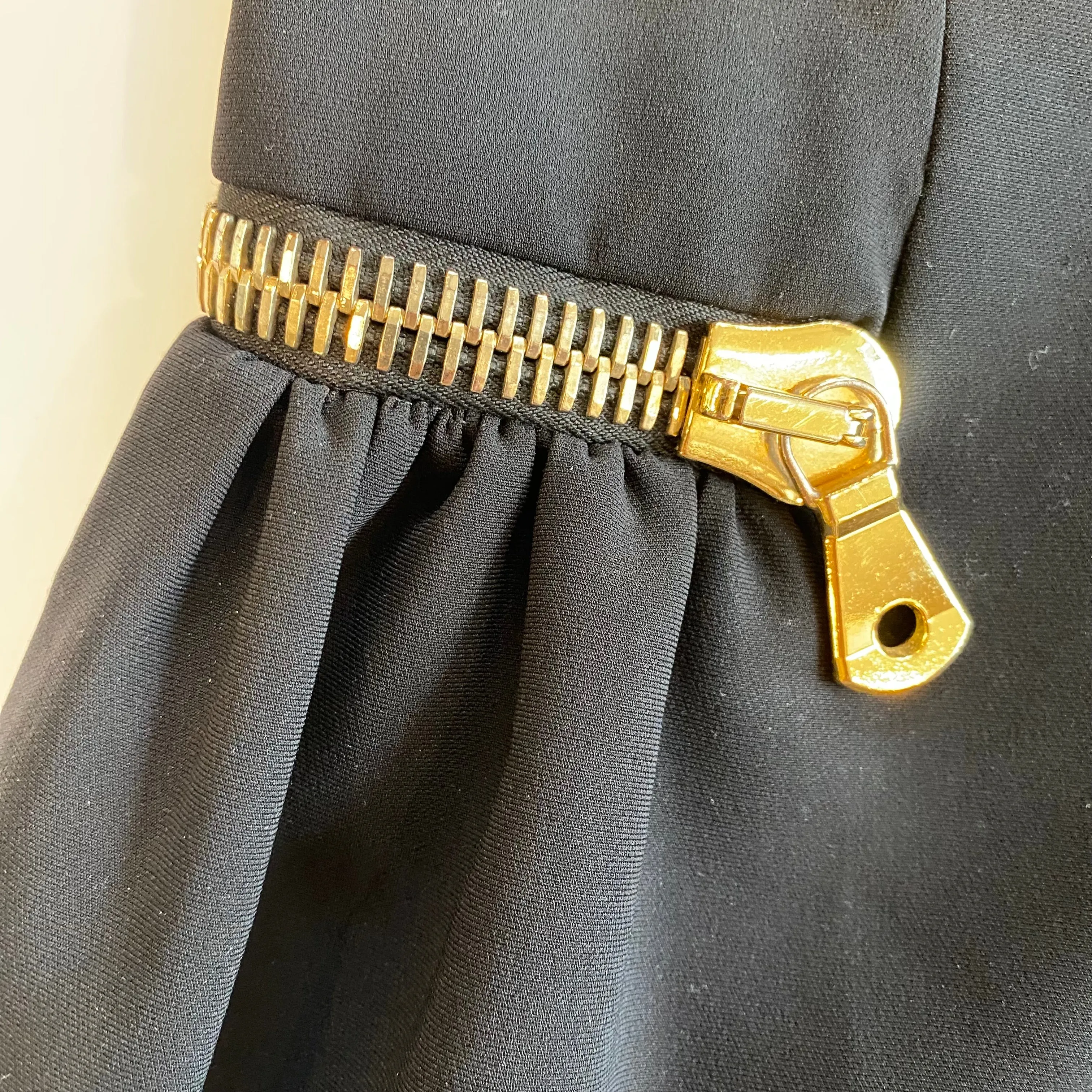 MOSCHINO Black Chain to Zip Cocktail Dress with Gold Hardware Size 10
