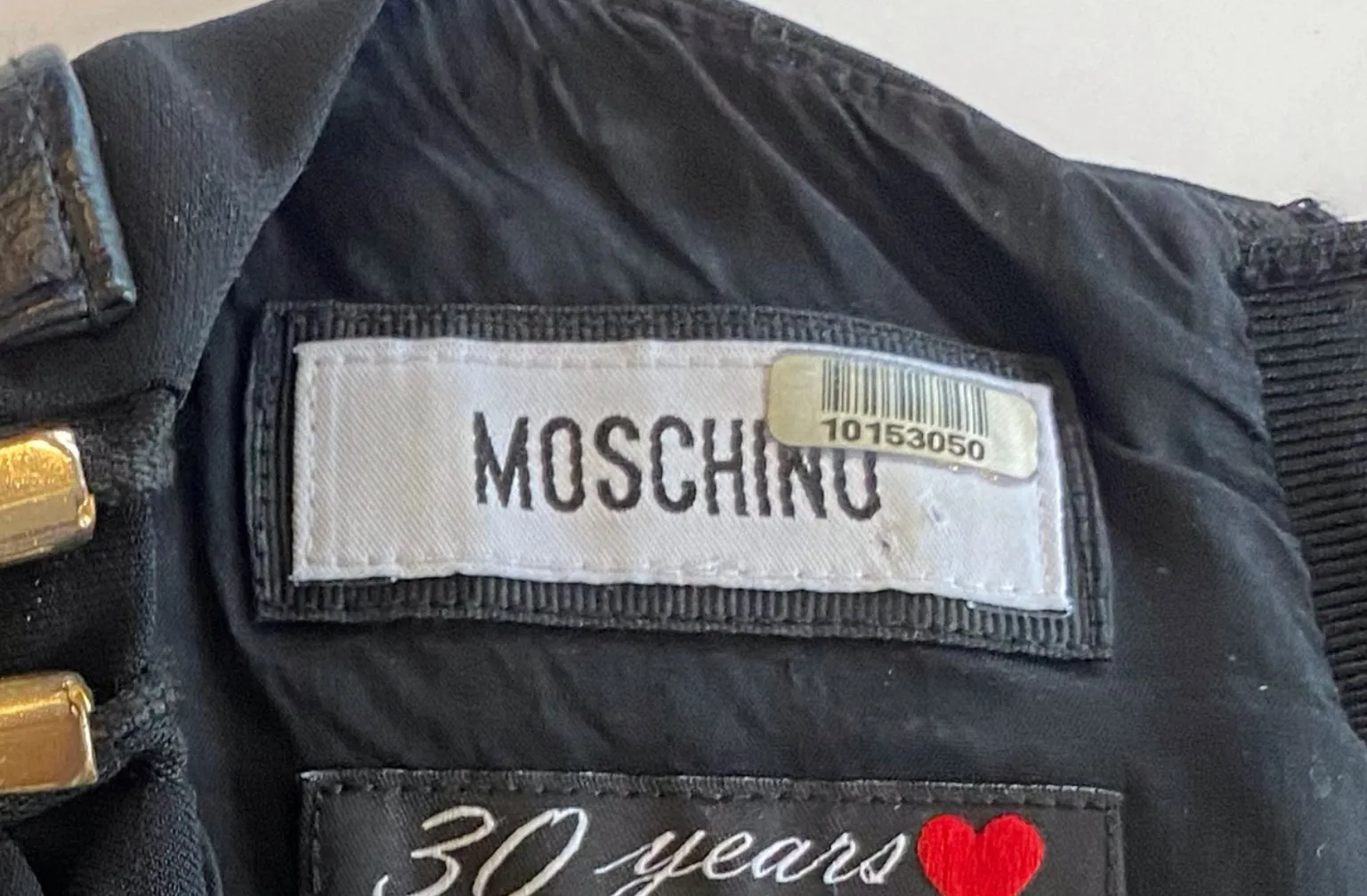 MOSCHINO Black Chain to Zip Cocktail Dress with Gold Hardware Size 10