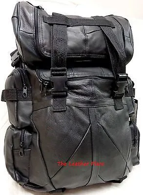 MOTORCYCLE EXTRALARGE COWHIDE LEATHER SISSY T BAR BAG TRAVEL PLAIN LUGGAGE NEW