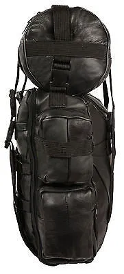 MOTORCYCLE EXTRALARGE COWHIDE LEATHER SISSY T BAR BAG TRAVEL PLAIN LUGGAGE NEW