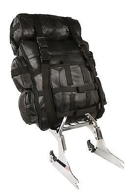 MOTORCYCLE EXTRALARGE COWHIDE LEATHER SISSY T BAR BAG TRAVEL PLAIN LUGGAGE NEW