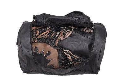 MOTORCYCLE EXTRALARGE COWHIDE LEATHER SISSY T BAR BAG TRAVEL PLAIN LUGGAGE NEW