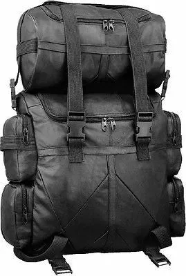 MOTORCYCLE EXTRALARGE COWHIDE LEATHER SISSY T BAR BAG TRAVEL PLAIN LUGGAGE NEW