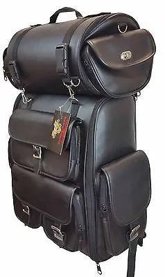 MOTORCYCLE LARGE SISSY TRAVEL BAR BAGS PLAIN TRAVEL LUGGAGE TWIST LOCK CLOSURE