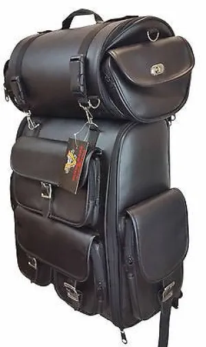 MOTORCYCLE LARGE SISSY TRAVEL BAR BAGS PLAIN TRAVEL LUGGAGE TWIST LOCK CLOSURE