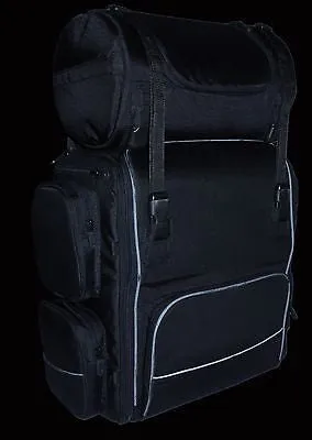 MOTORCYCLE LARGE TWO PIECE NYLON SISSY T BAR BAG TRAVEL PLAIN LUGGAGE NEW BLACK