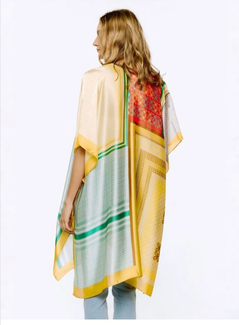 Multi Printed Silky Kimono