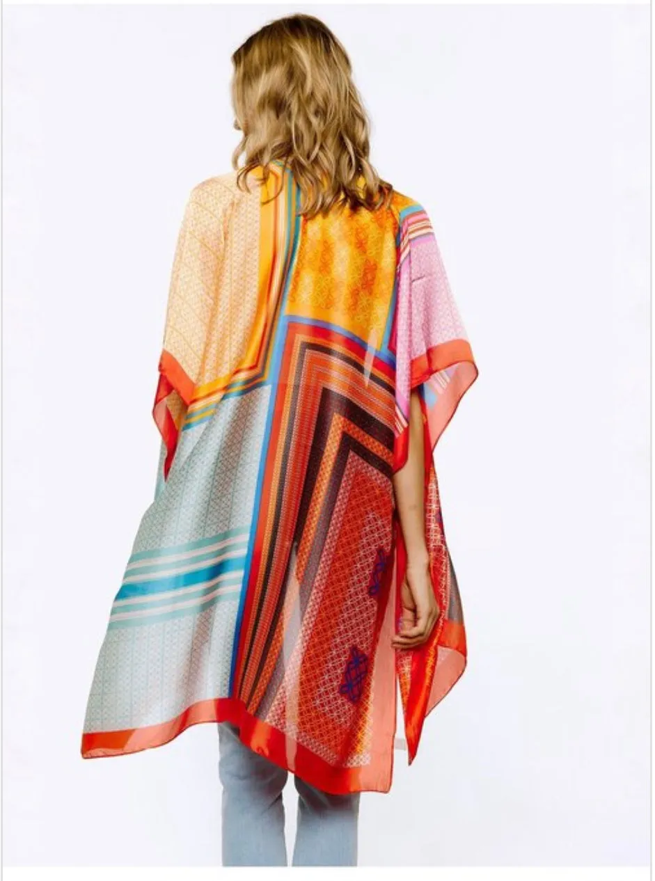 Multi Printed Silky Kimono