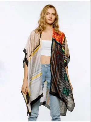 Multi Printed Silky Kimono