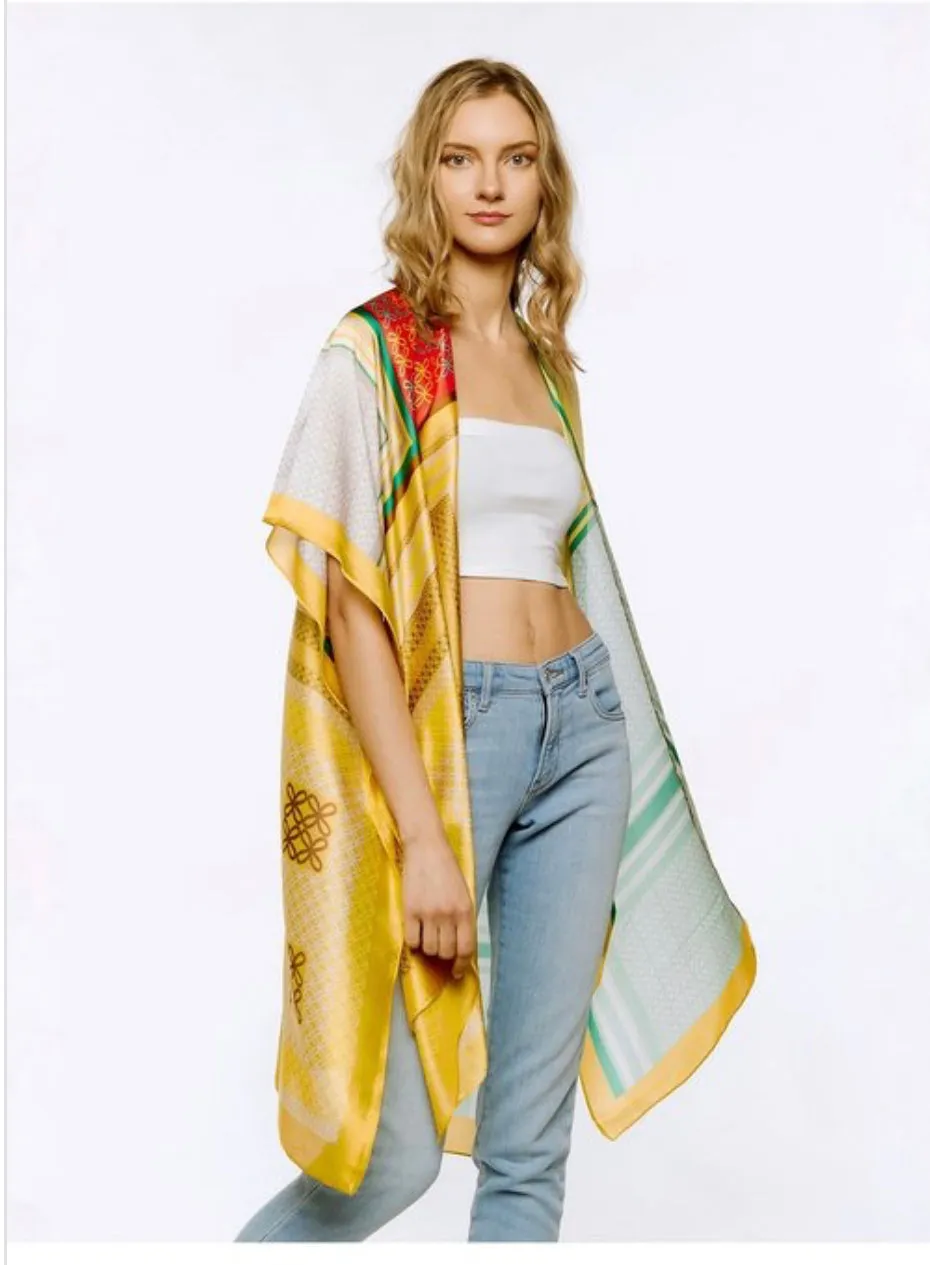 Multi Printed Silky Kimono