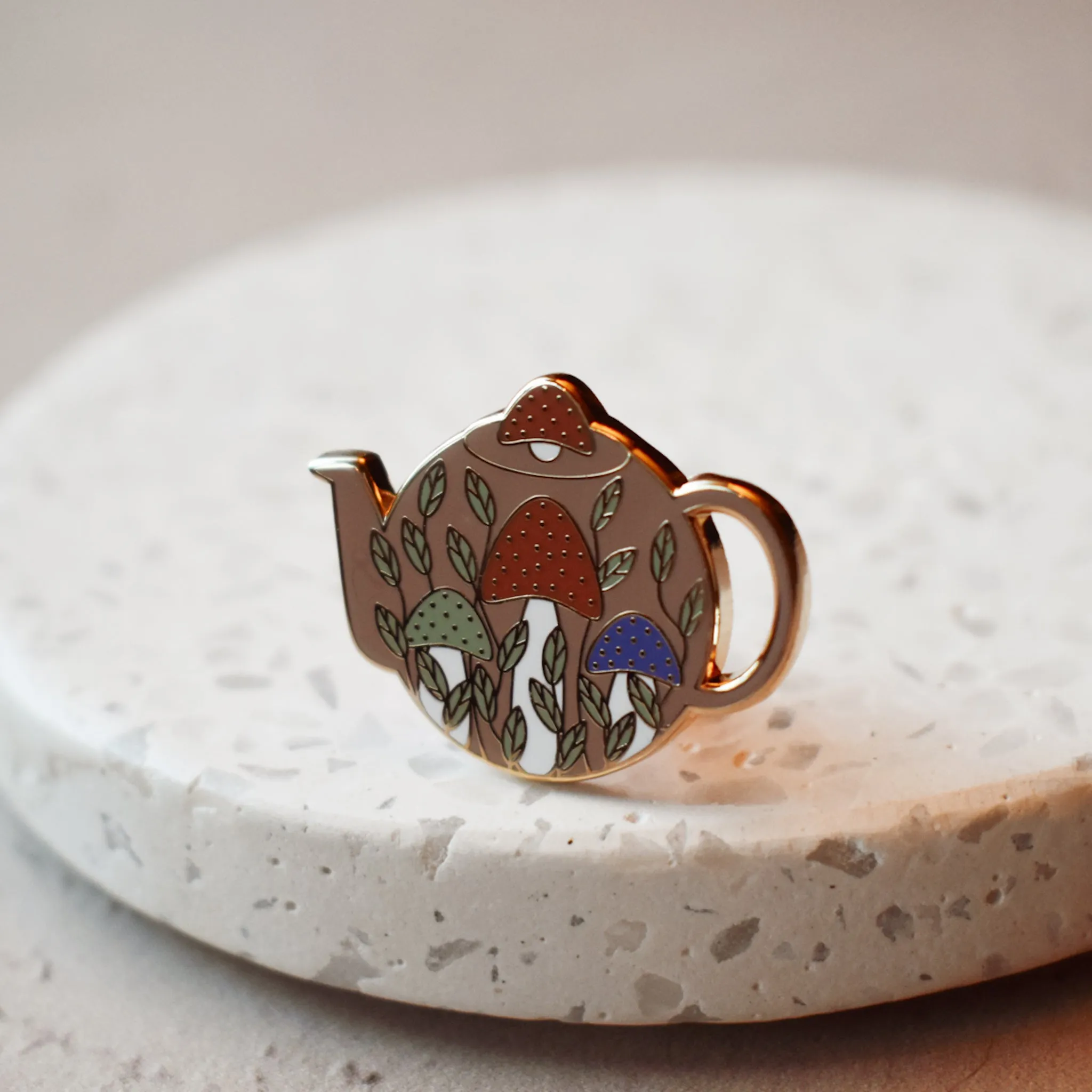 Mushroom Teapot Enamel Pin