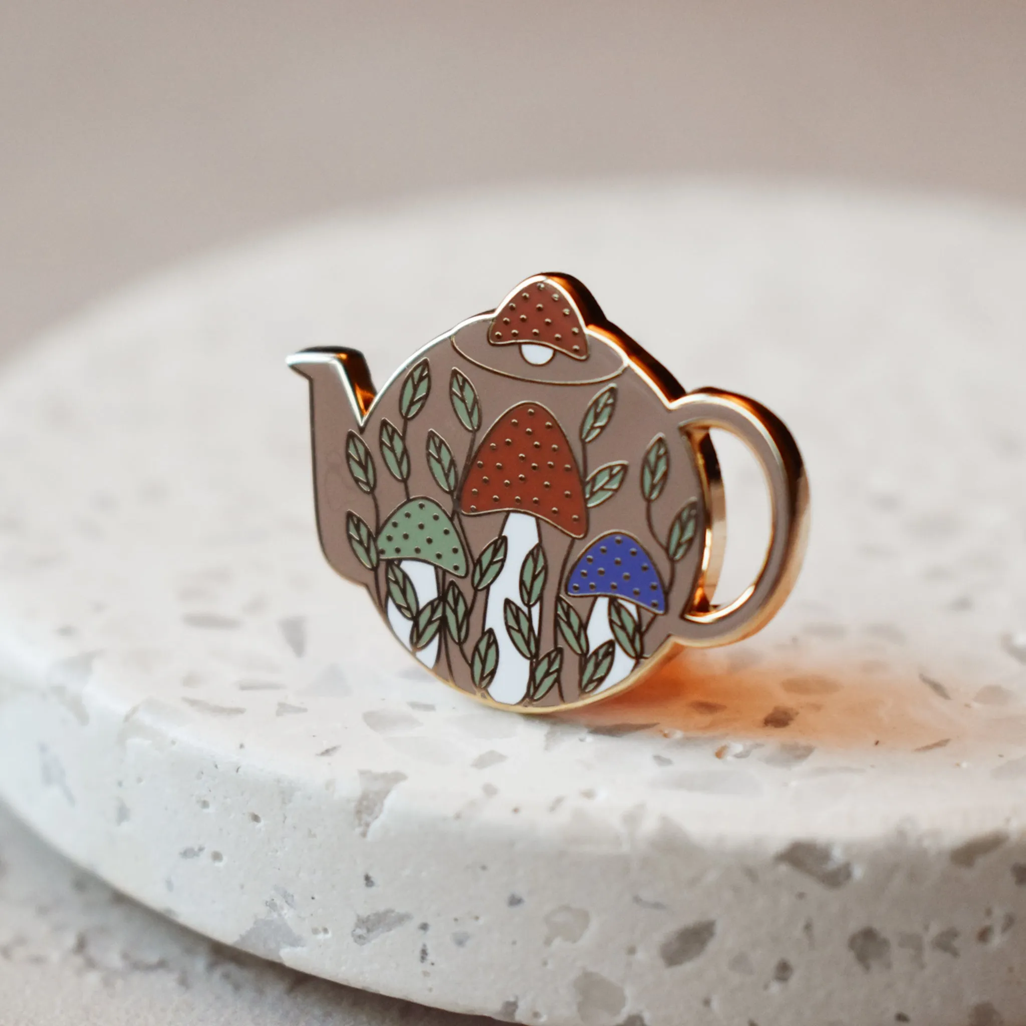 Mushroom Teapot Enamel Pin