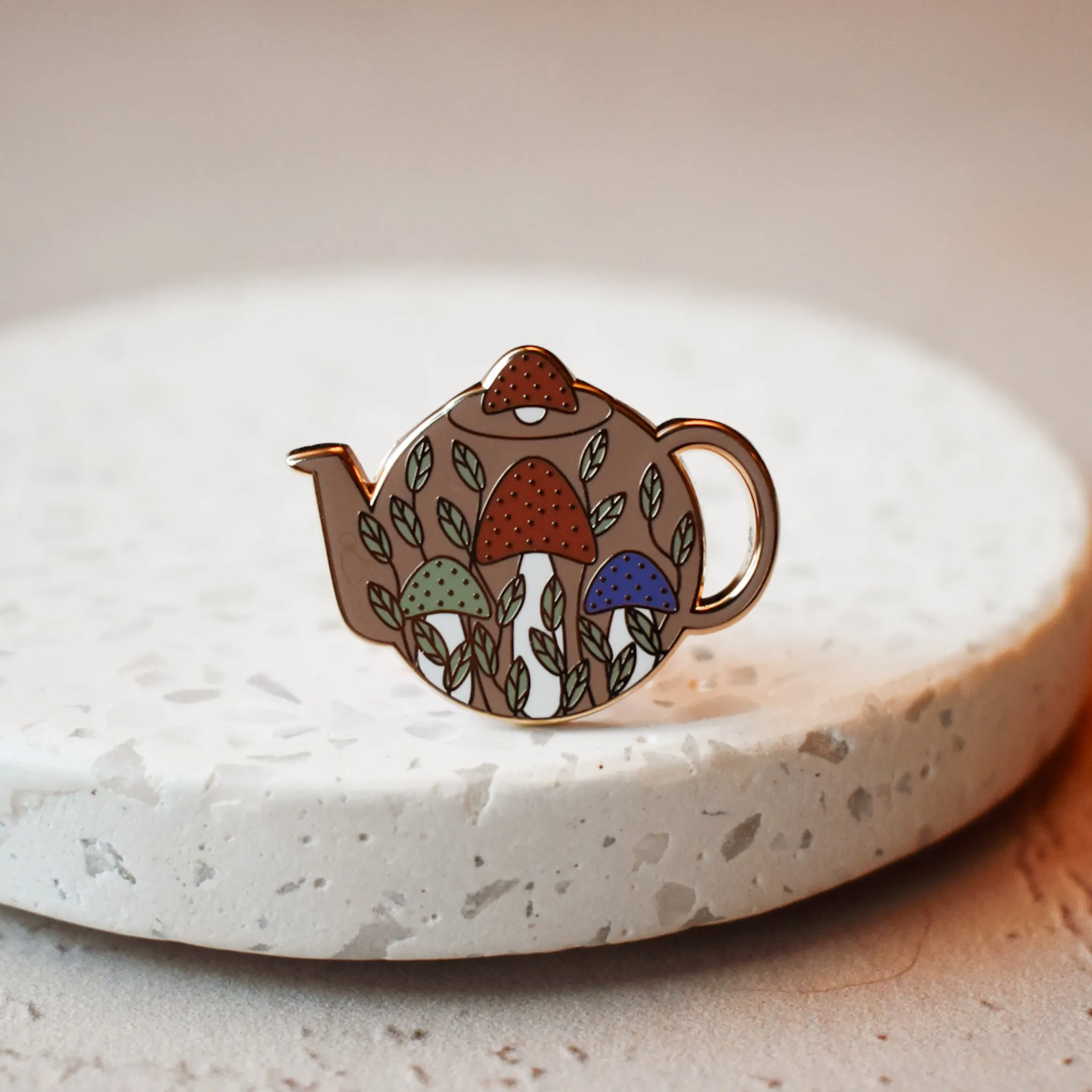 Mushroom Teapot Enamel Pin