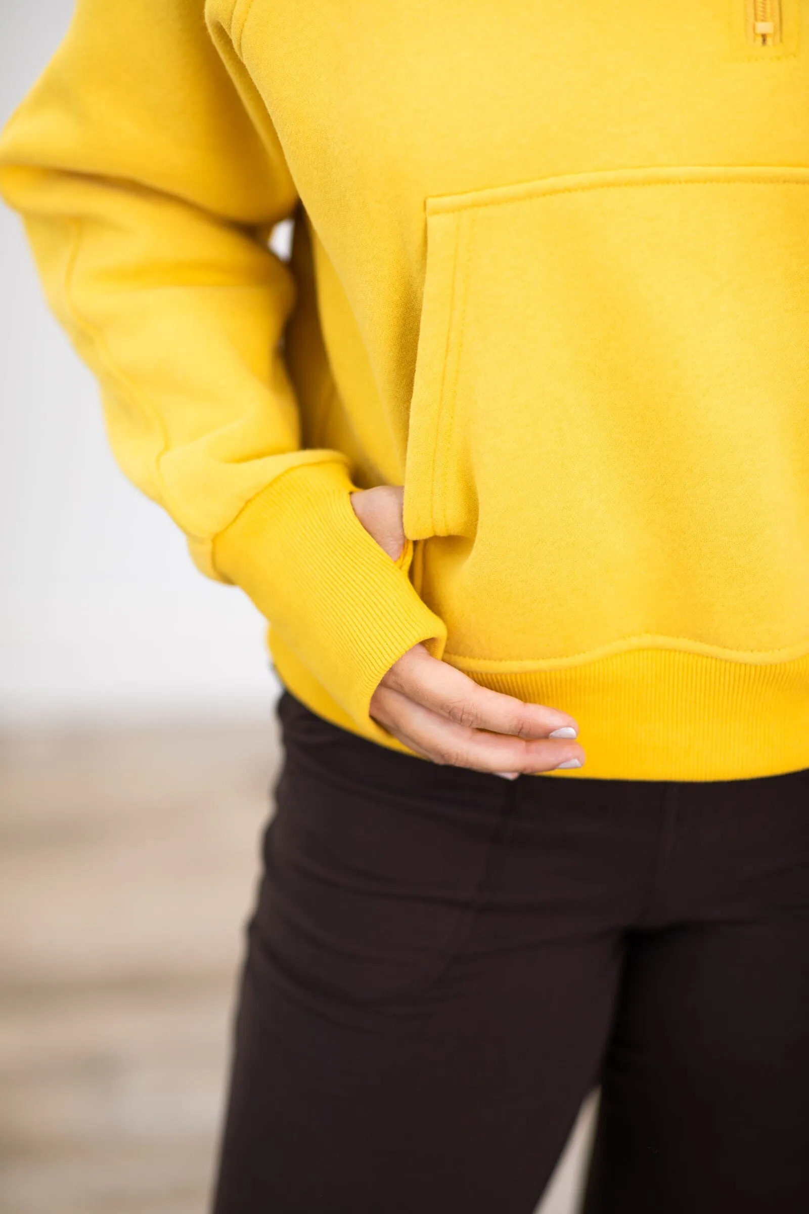 Mustard 1/2 Zip Fleece Hoodie