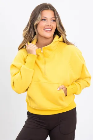 Mustard 1/2 Zip Fleece Hoodie