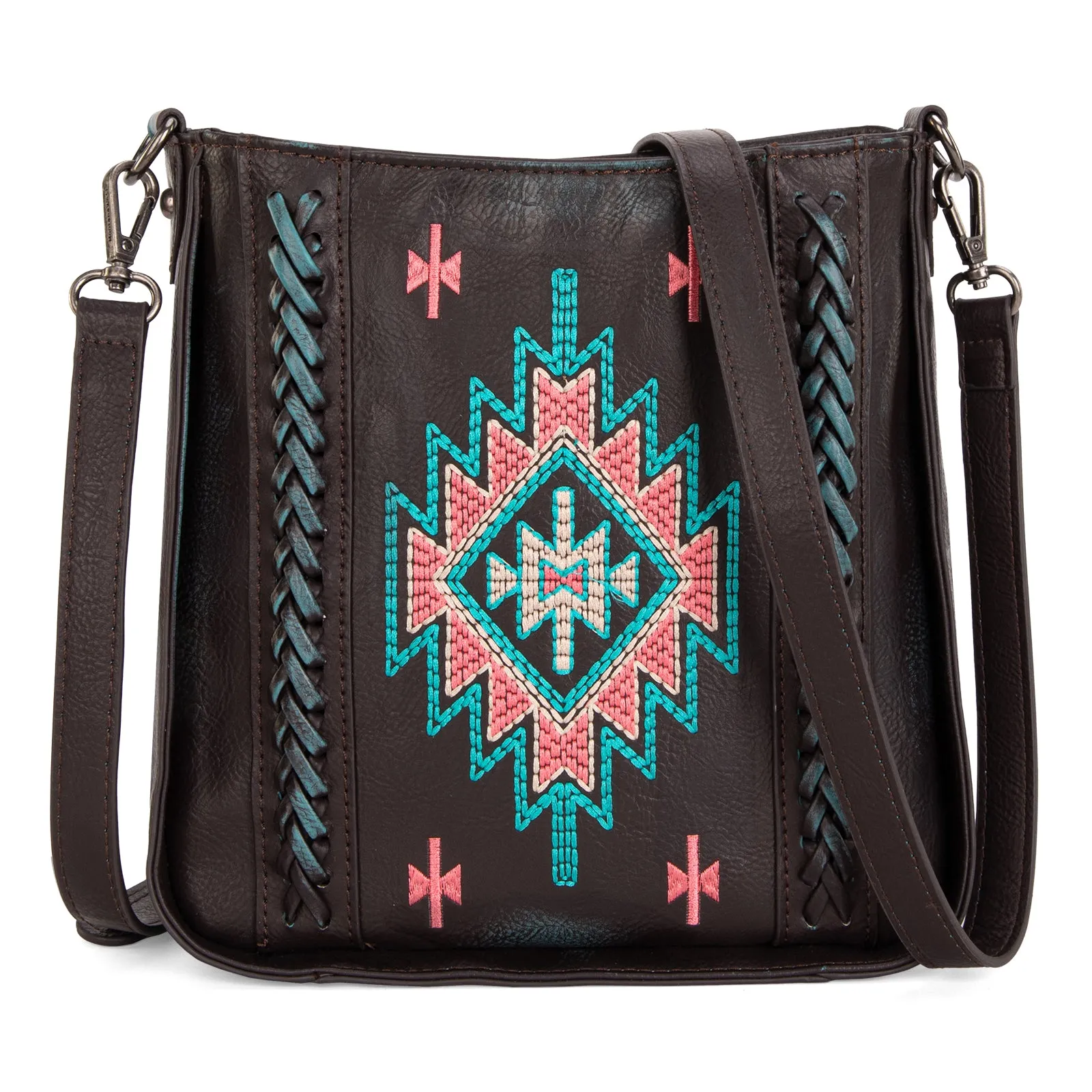 MW1317-8360  Montana West Embroidered Aztec Crossbody