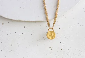 Natural Necklace Gold Organic Round Pendant