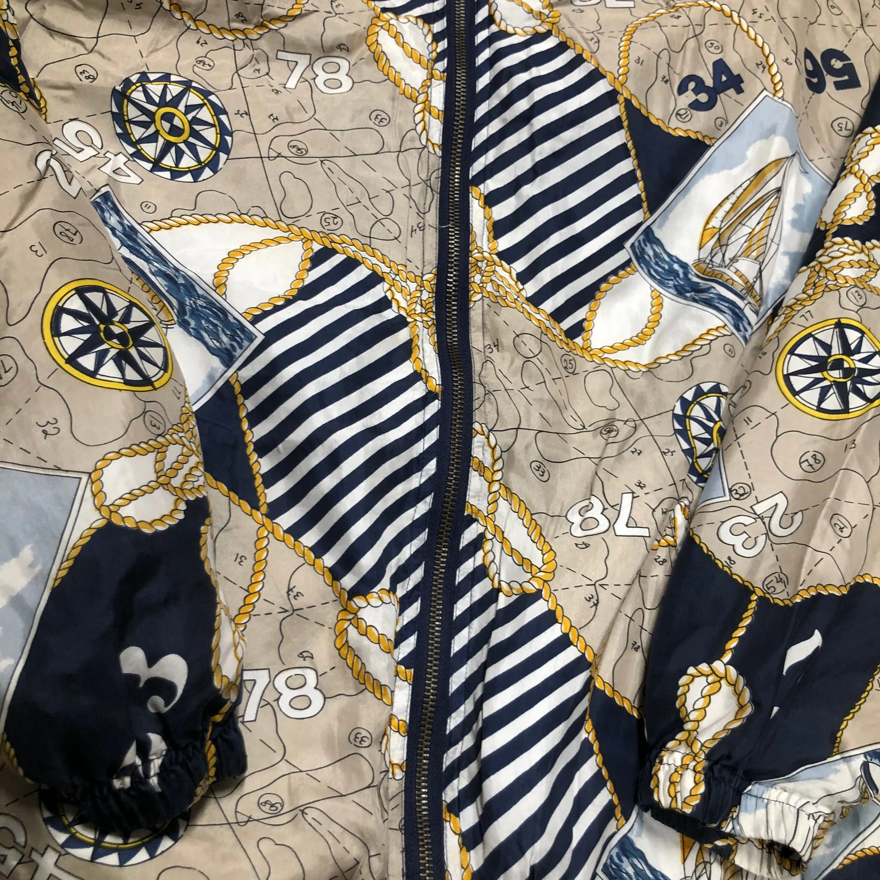 Nautical Map Silky Windbreaker (S)