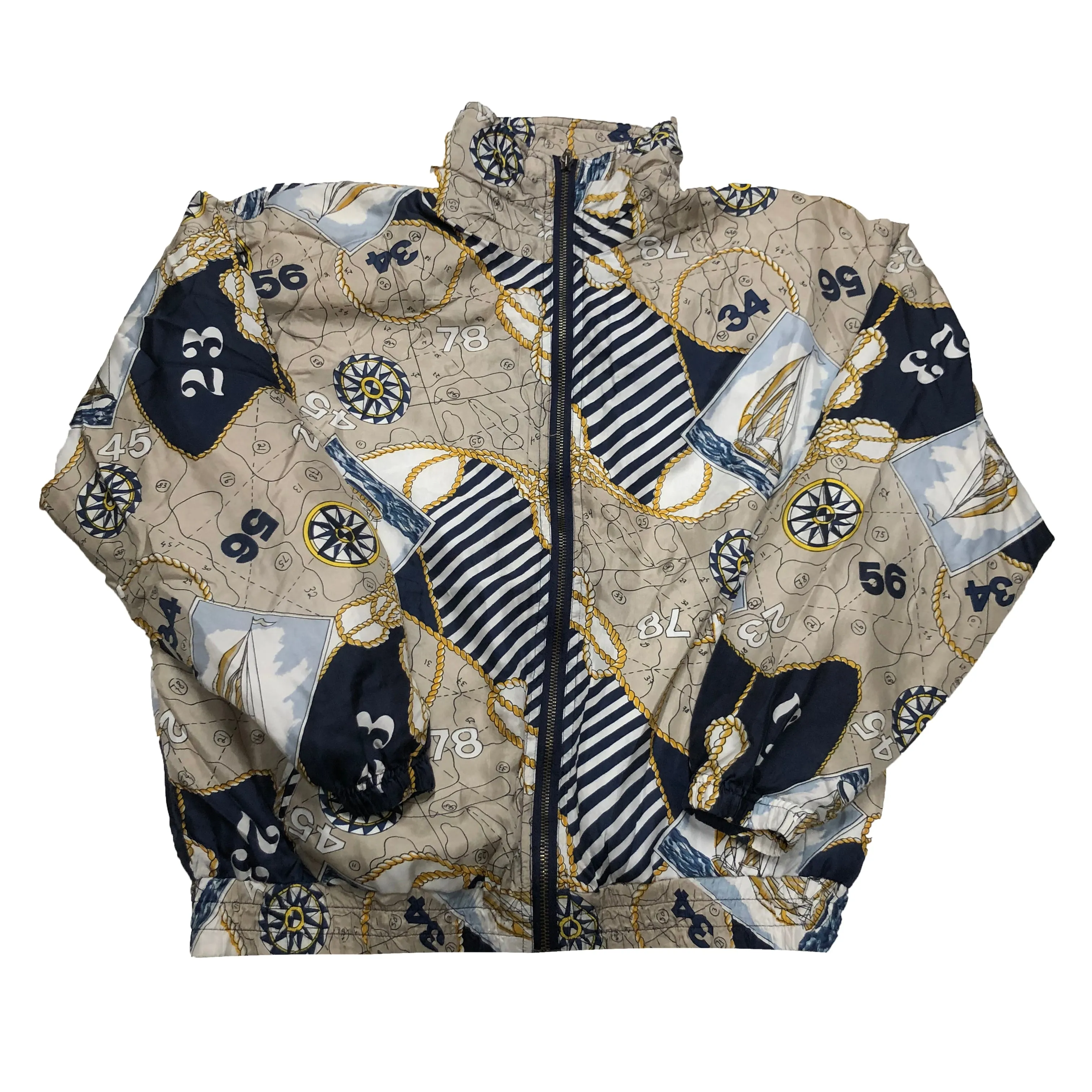 Nautical Map Silky Windbreaker (S)