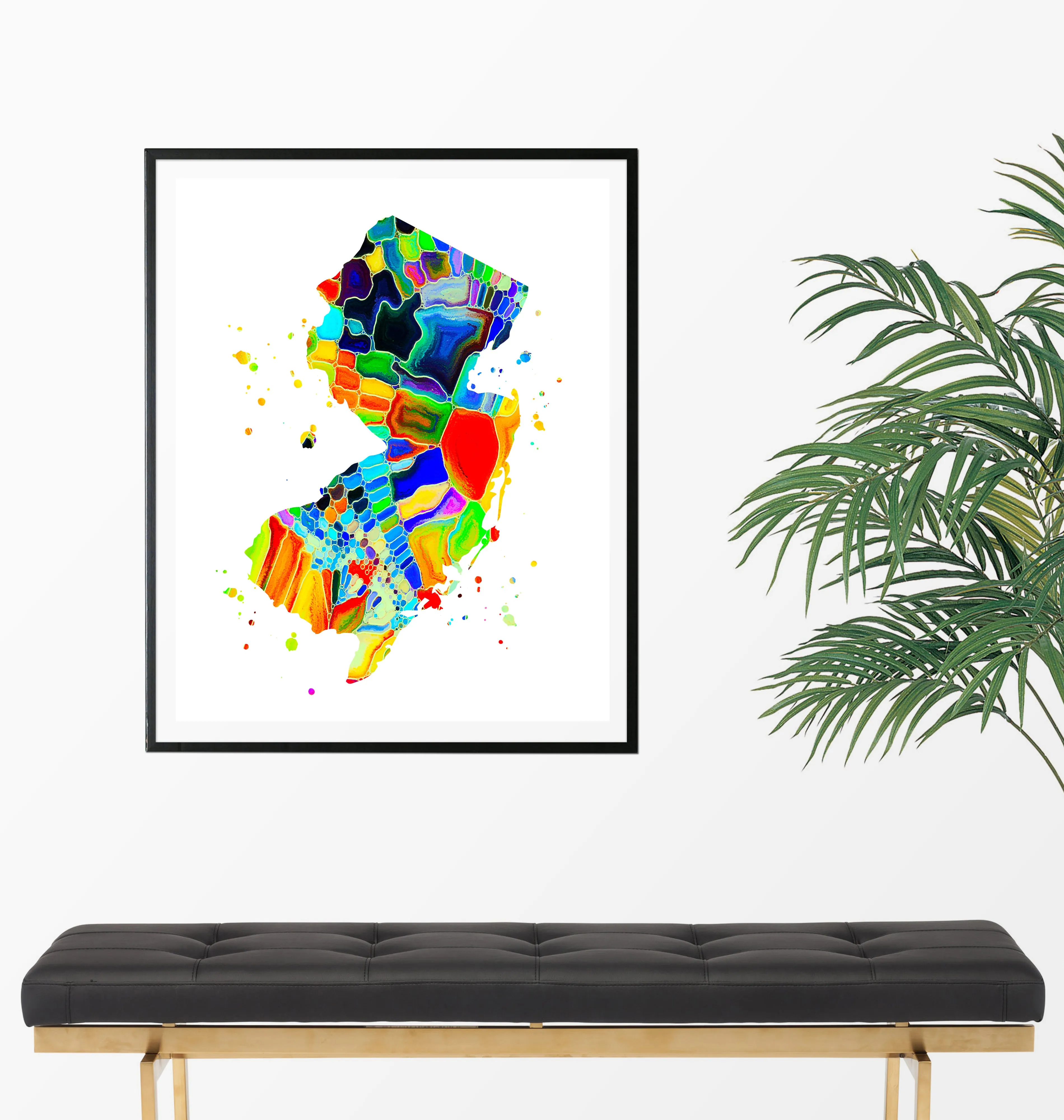 New Jersey Map Art Print - Unframed