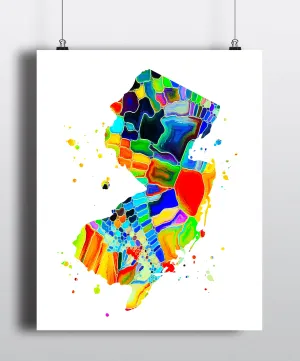 New Jersey Map Art Print - Unframed