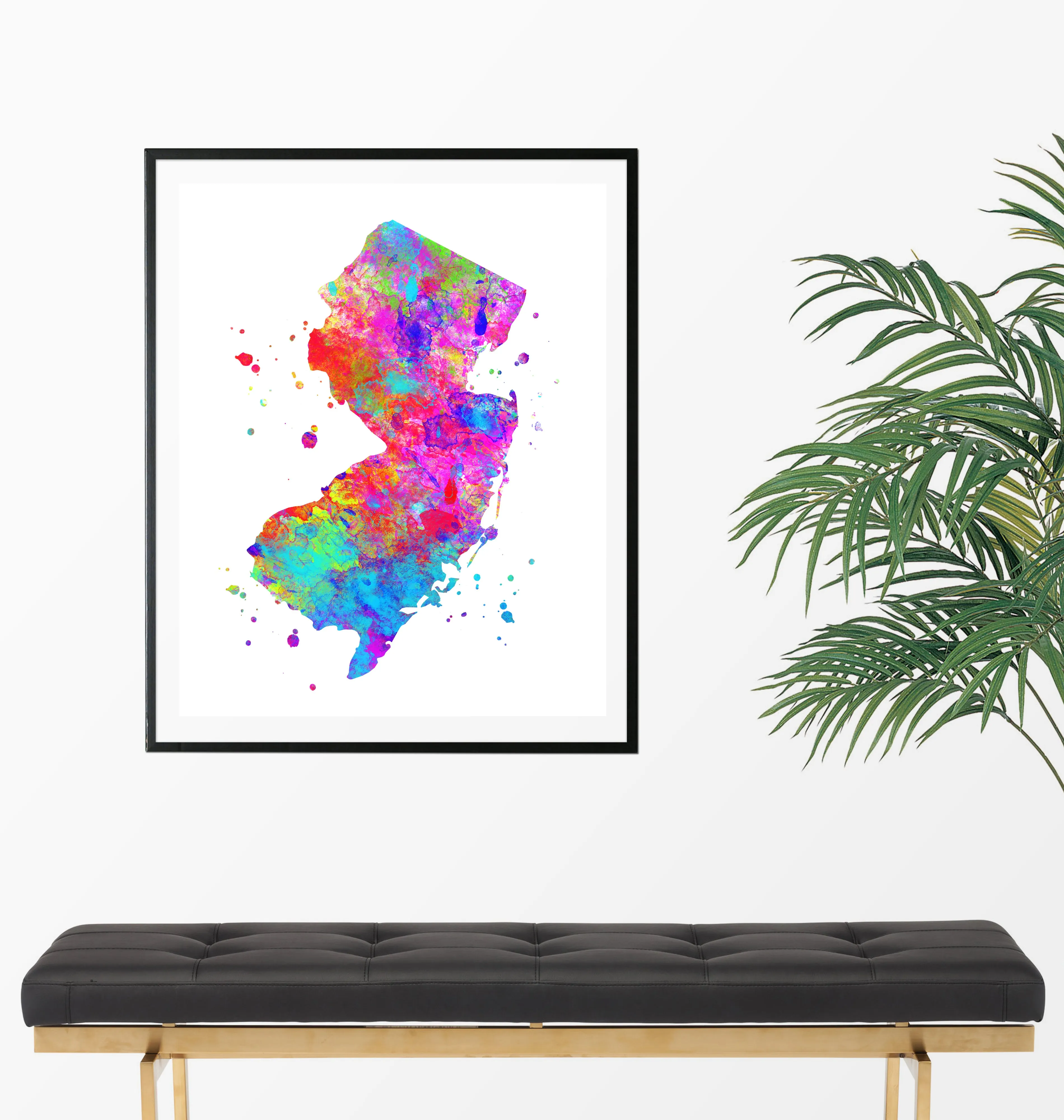 New Jersey Map Art Print - Unframed