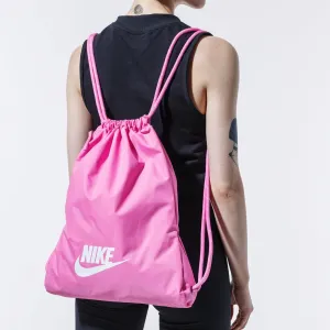 New Nike Heritage 2.0 Drawstring Backpack, Pink! Large main compartment, drawstring closure, side zipper pocket provides storage for small items!