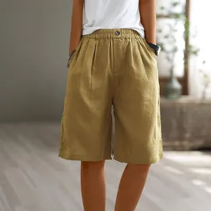 NEW Summer Linen Casual Loose Shorts for Women Bermuda Size L