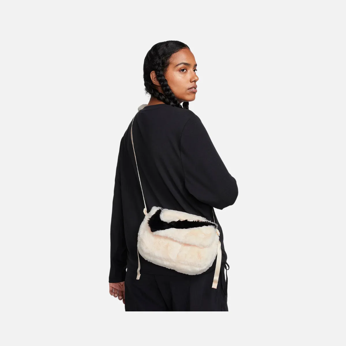 Nike Sportswear Futura 365 Faux Fur Crossbody Bag (1L) -Guava Ice/Guava Ice/Black