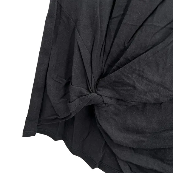 n:PHILANTHROPY Black Leonardo Knot Front Short Casual Shirtdress Black Small New