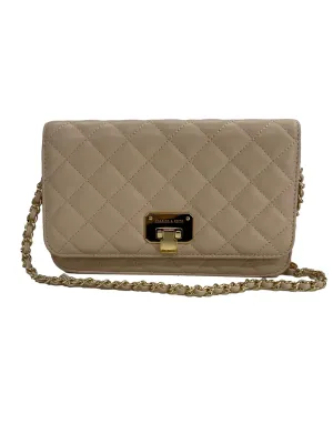 Nude Quilted Flip-Lock Clutch Bag
