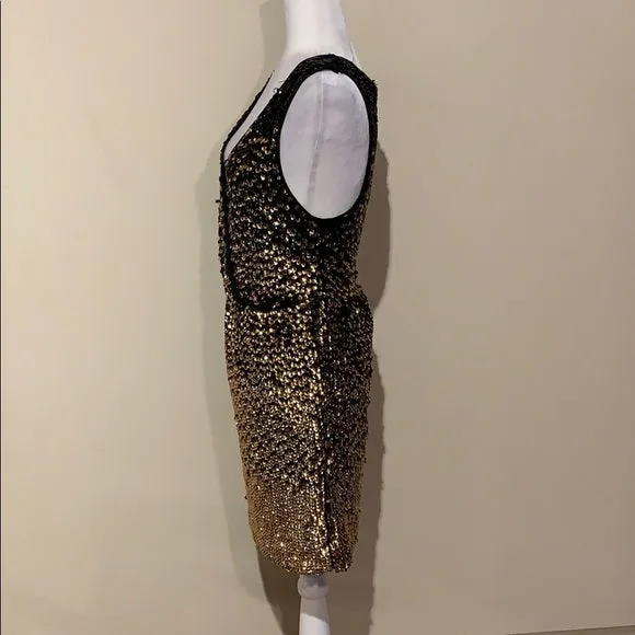 NWT Tory Burch Ombre Black/Gold Rannon Dress