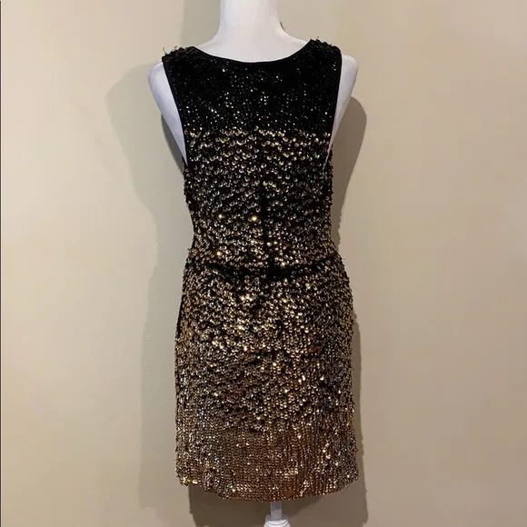 NWT Tory Burch Ombre Black/Gold Rannon Dress