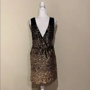 NWT Tory Burch Ombre Black/Gold Rannon Dress