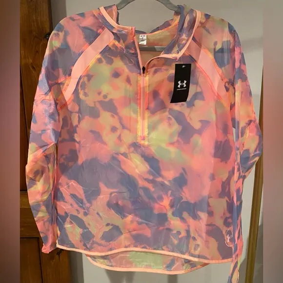 NWT Under Armour Storm Up the Pace Windbreaker Jacket in Pink Sands Color