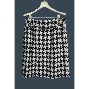 NYGARD COLLECTION- WOMEN WHITE/BLACK ZIP-UP CLOSURE KNEE LENGHT SKIRT SIZE 14