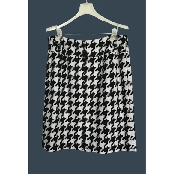 NYGARD COLLECTION- WOMEN WHITE/BLACK ZIP-UP CLOSURE KNEE LENGHT SKIRT SIZE 14