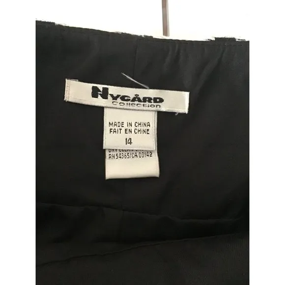 NYGARD COLLECTION- WOMEN WHITE/BLACK ZIP-UP CLOSURE KNEE LENGHT SKIRT SIZE 14