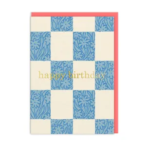 Ohh Deer Checker Floral Birthday Card