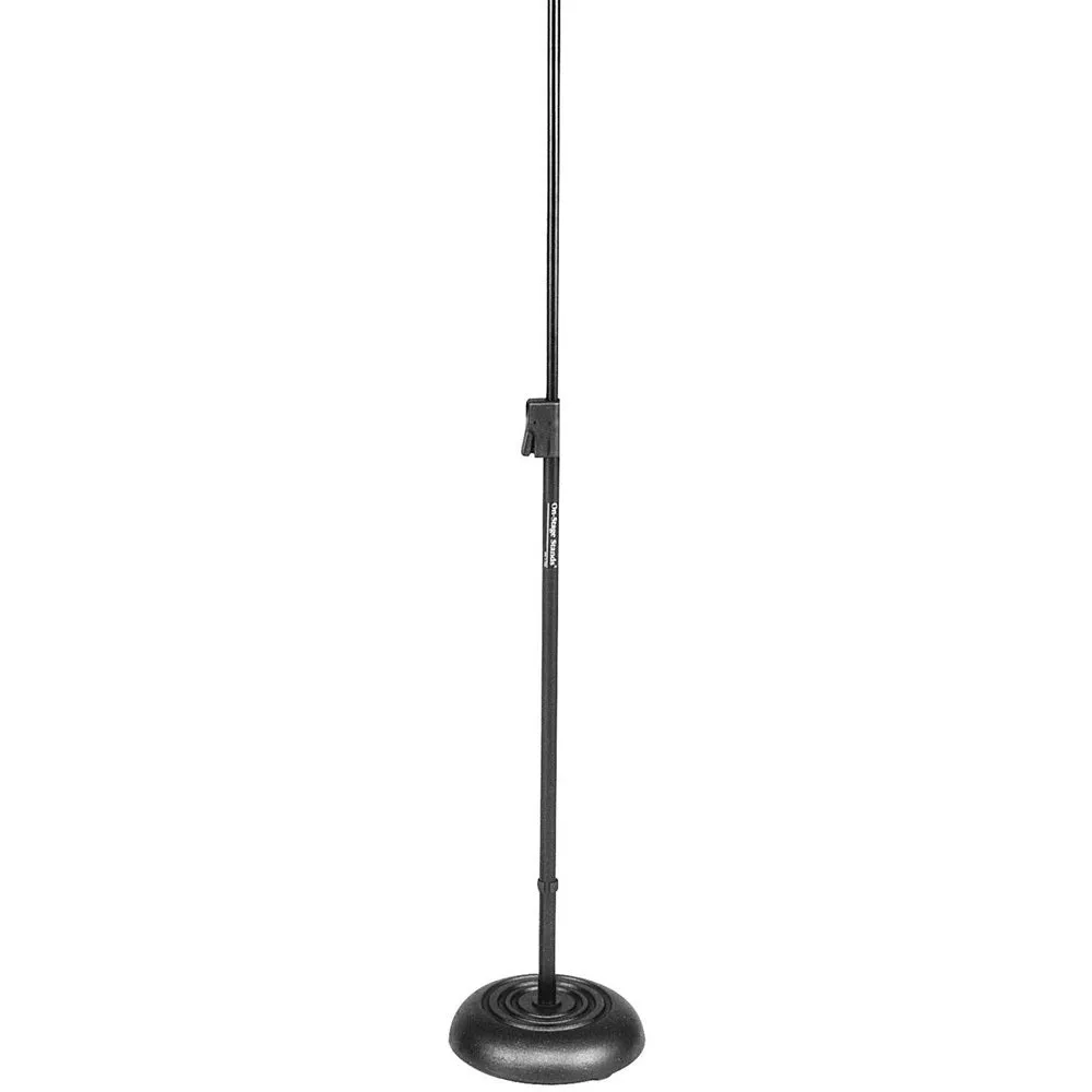 On Stage Straight Mic Stand with Quik-Release Trigger Clutch & Weighted Round Base