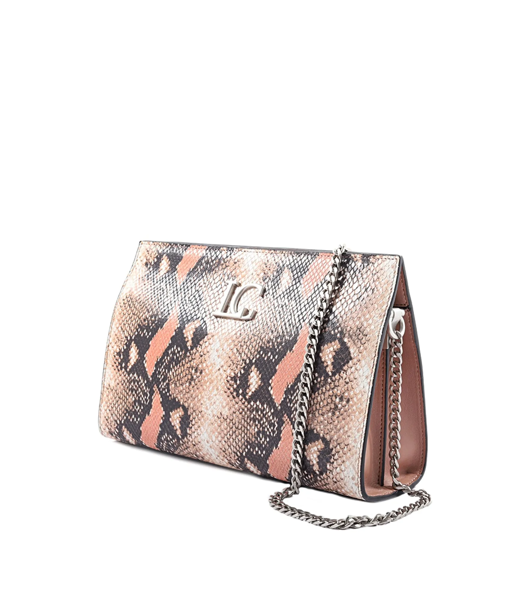 Ophelia Continental Clutch Leather Snake Printed - Pink Pink