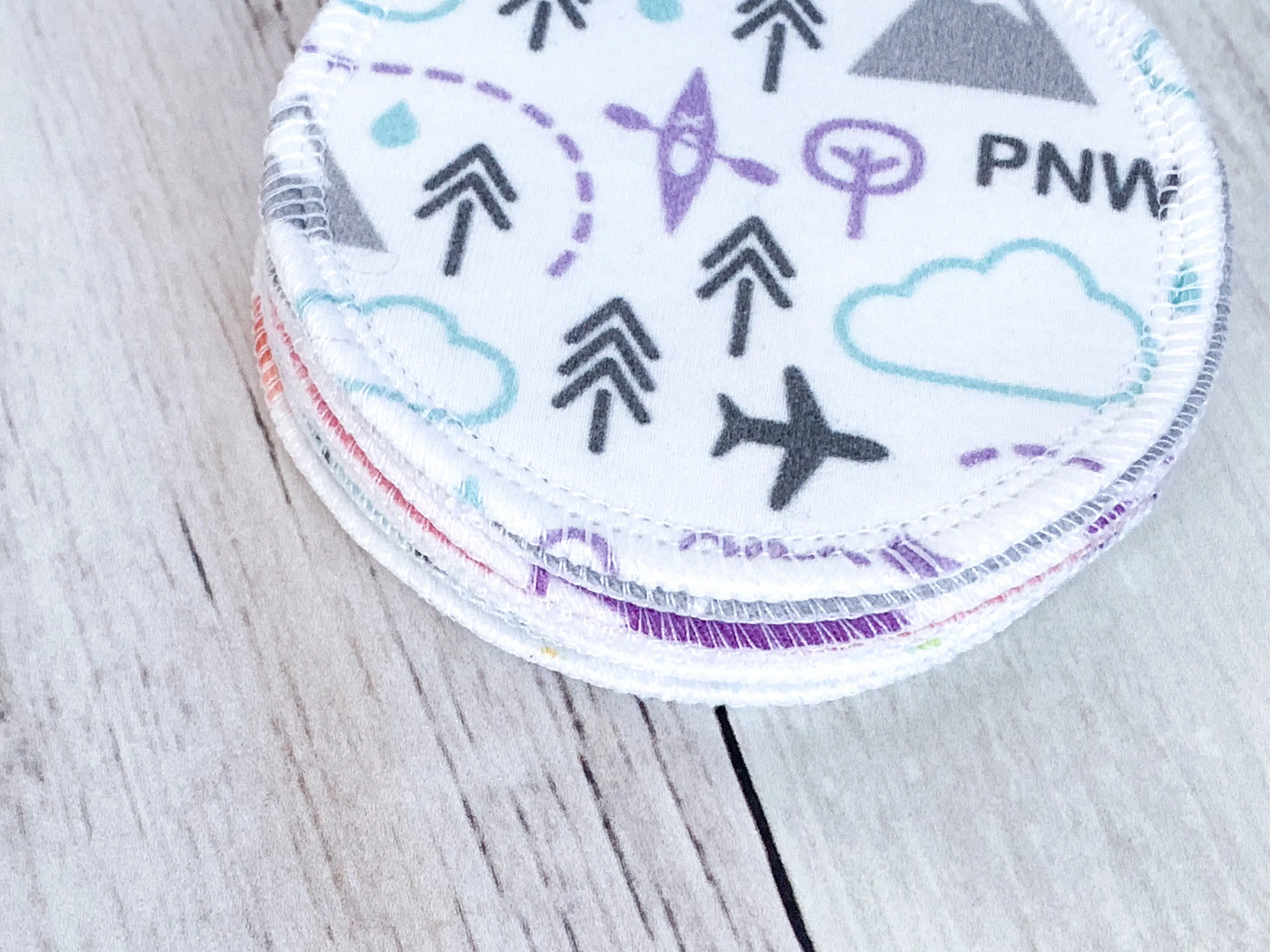 Organic Cotton Face Rounds - Set B - Happy Mix Purple / Mint / Pink (Large)