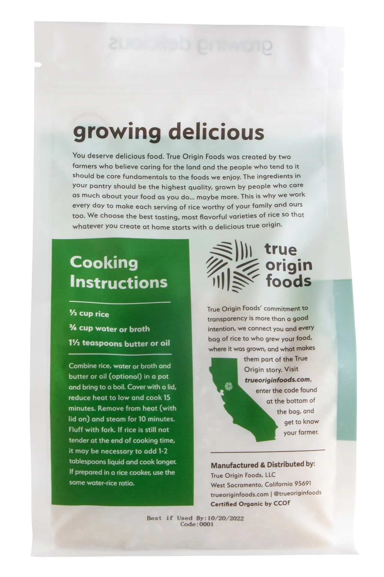 Organic White Calrose Rice - 2 lb. bag