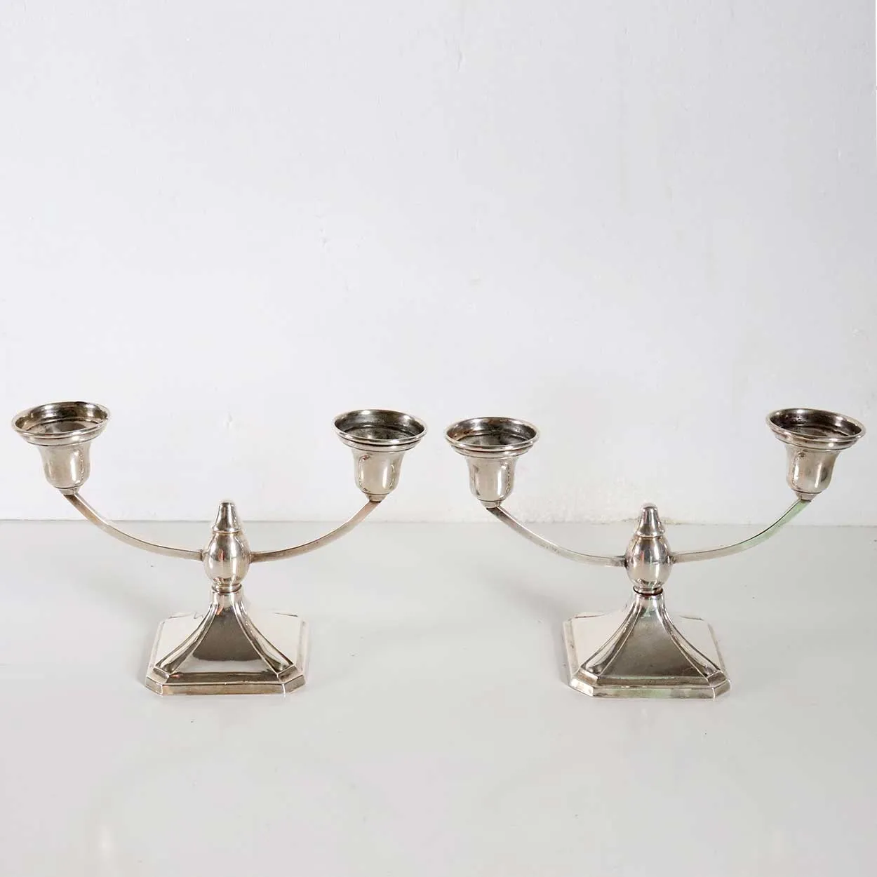 Pair of Vintage American Elgin Silver Company Sterling Silver Two-Arm Candelabra