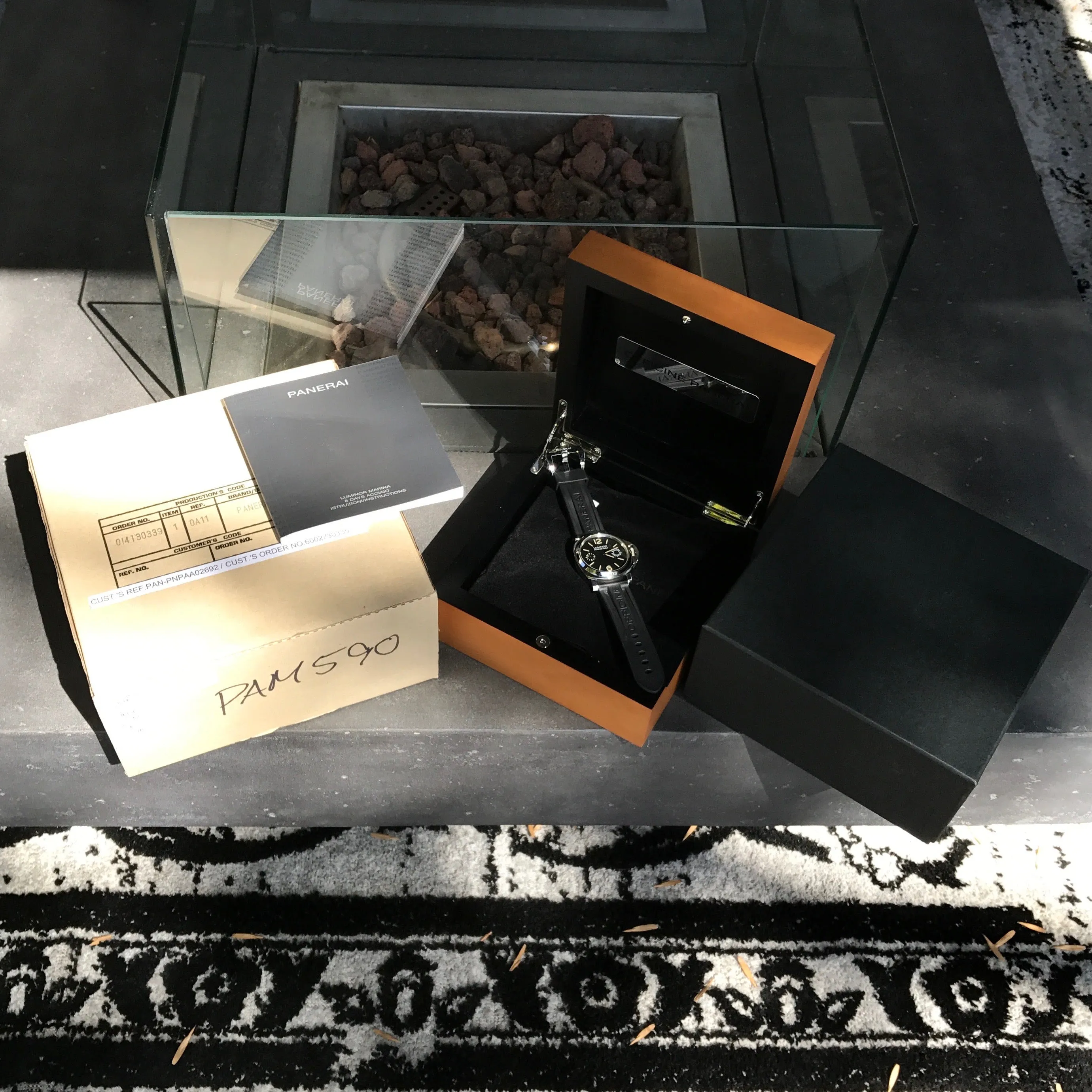 Panerai Luminor PAM 590 8 Days Acciado 44mm Manual Wind Caliber P5000 Wristwatch