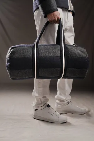PAP'Atelier quilted duffle bag in grey and navy stripes