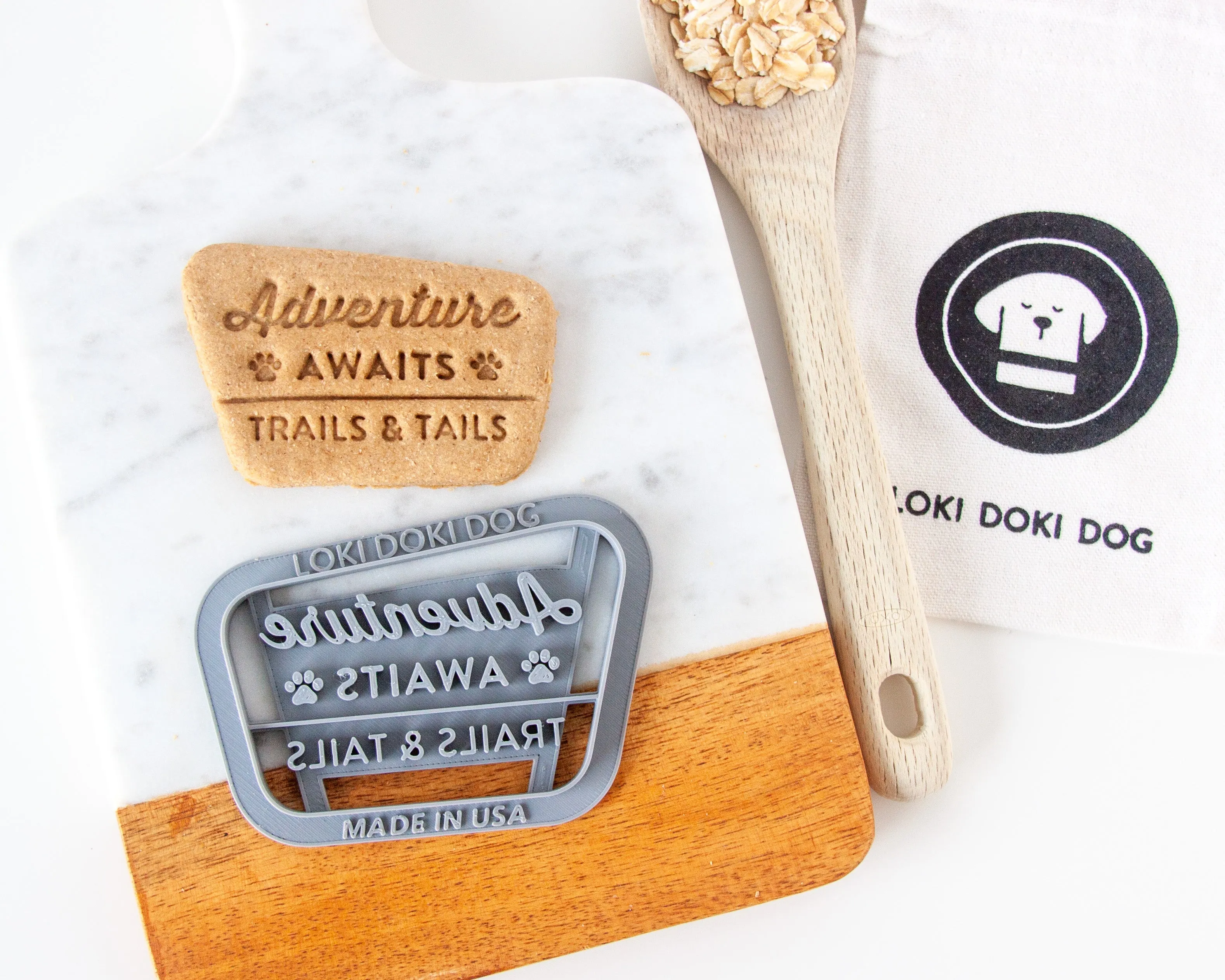 Park Sign "Adventure Awaits - Trails & Tails" Dog Cookie Cutter