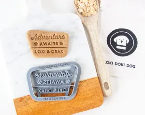 Park Sign "Adventure Awaits" Dog Cookie Cutter (Personalized)